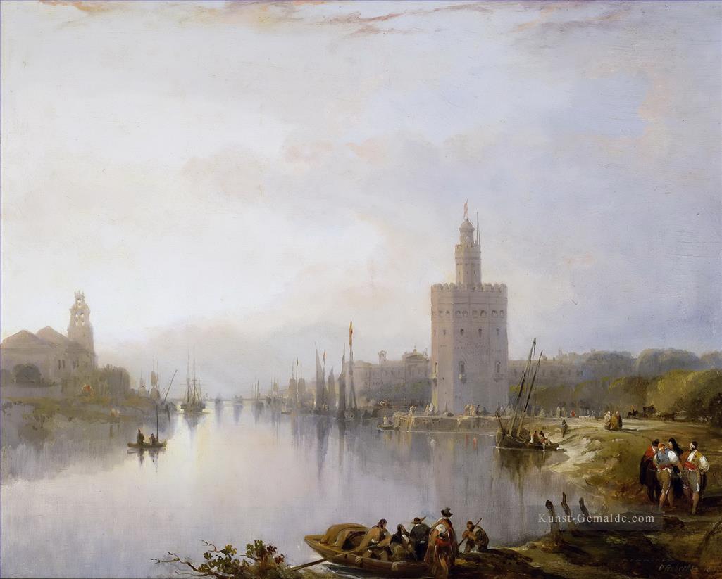 der goldene Turm 1833 David Roberts RA Landschaftsstadtbild Ölgemälde